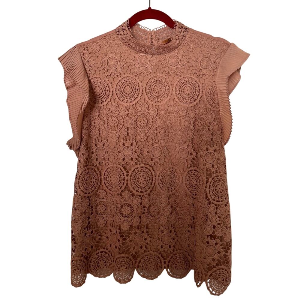 Women's Belldini Lace Top Mauve Sz XL Cap Sleeve Romantic Regency Victorian